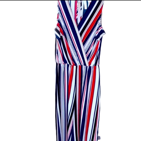Tacera Red White & Blue Bold Striped Cropped Palazzo Jumpsuit size Small - Picture 13 of 13